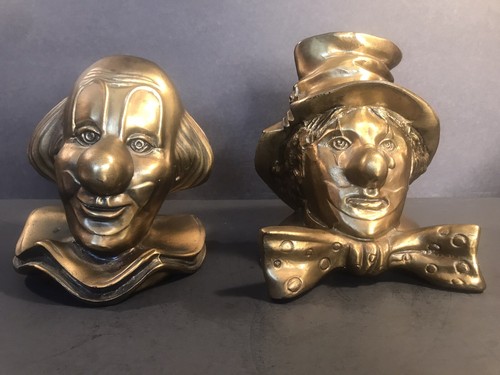 1940 Brass Clown Head Bookends クラウンヘッド 1940 Brass Clown Head Bookends クラウンヘッド