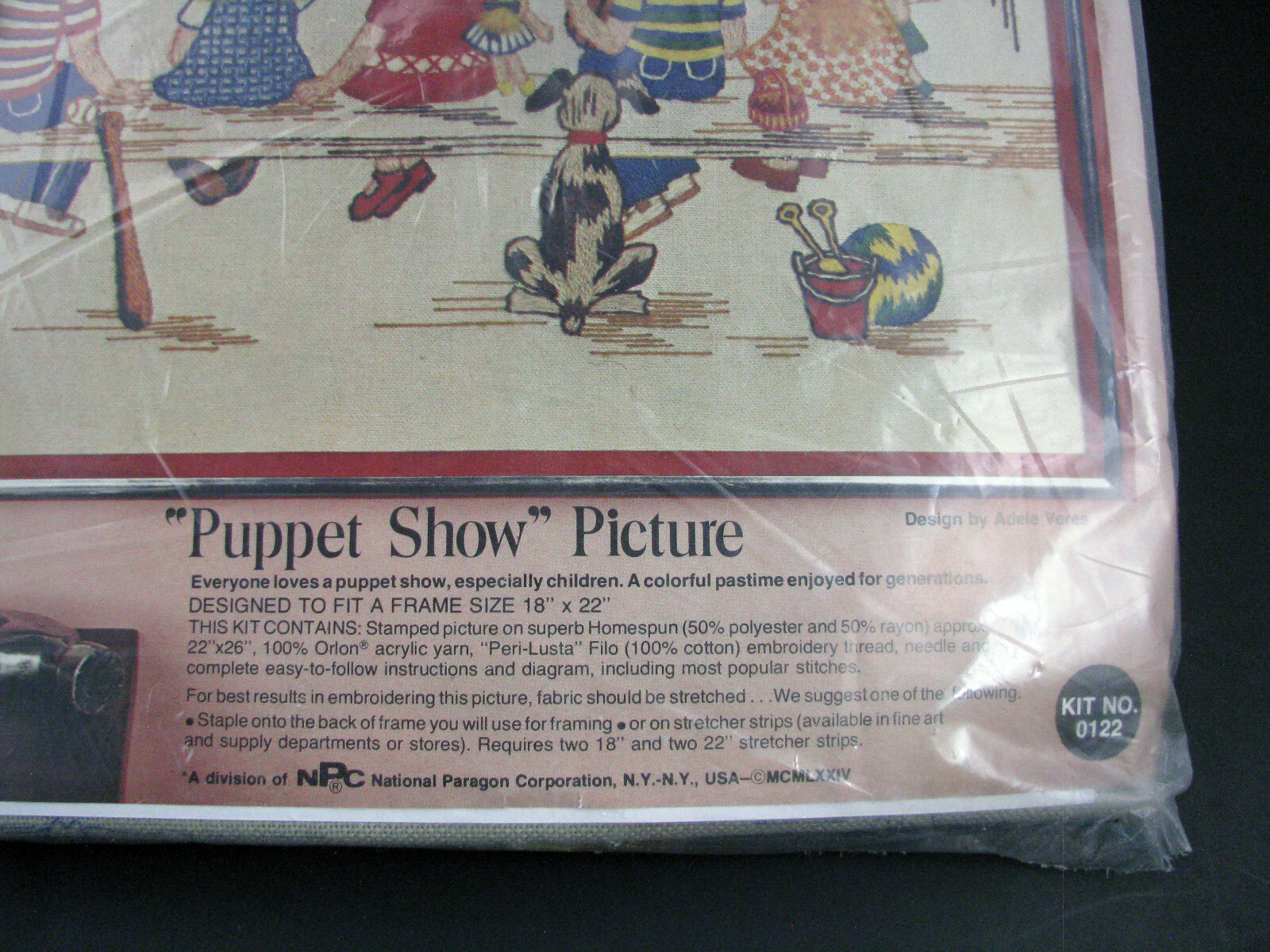 FACTORY SEALED - PREVIOUSLY OWNED - RARE Adele Veres Crewel Kit Puppet Show