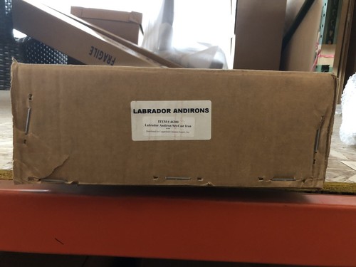 Cast Iron Black Labrador Dog Andirons Signed Liberty Fdy St. Louis fireplace USA