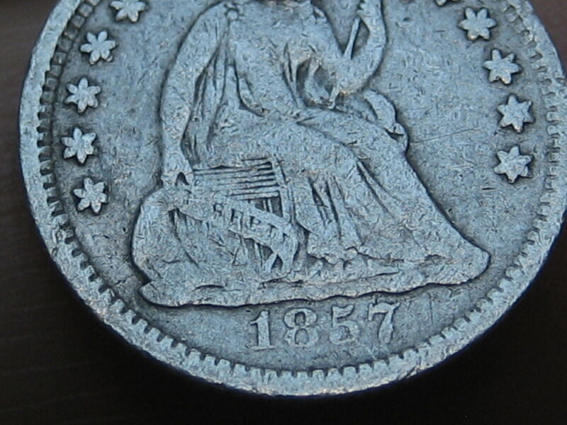 1857 P Seated Liberty Half Dime- VG/Fine Details