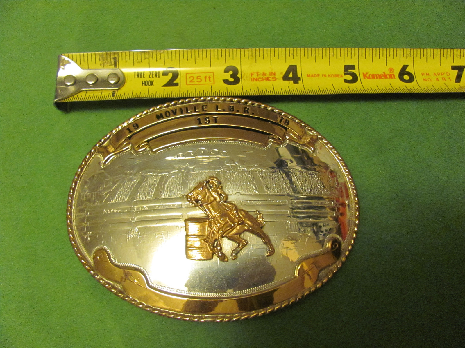 VINTAGE COMSTOCK SILVER, SILVERSMITH BELT BUCKLE( MOVILLE L.B.R. 1ST.1978.)