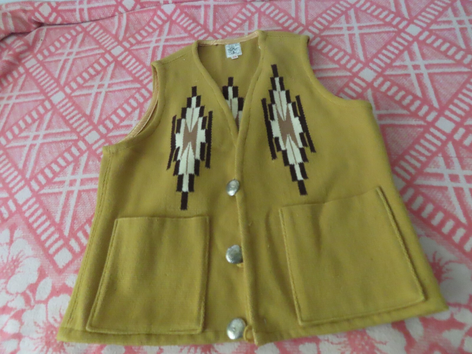 1960's Chimayo Ortega's 100% Wool Vest Hand Made Fits Medium