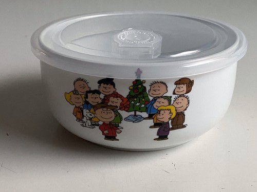 Peanuts Snoopy Christmas Pressure Lid Food Storage Container Bowl Ceramic Medium