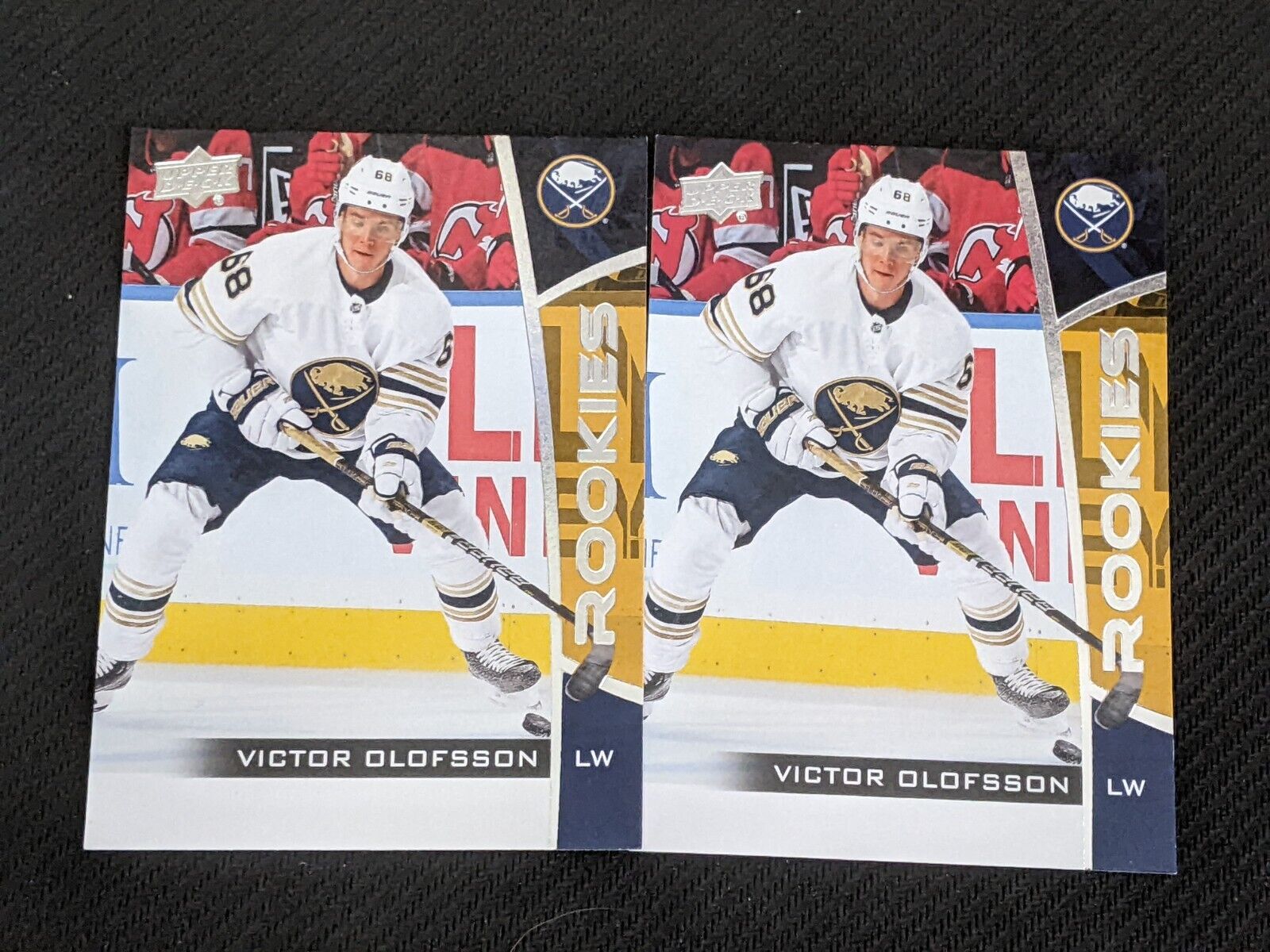 2019-20 UPPER DECK NHL ROOKIE BOX SET VICTOR OLOFSSON #17 ROOKIES RC 2 CARD LOT. rookie card picture