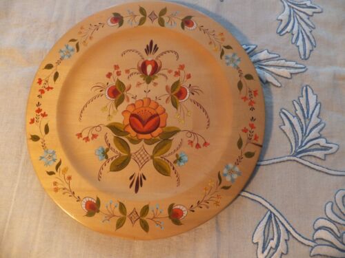 Vtg MCM Norwegian Rosemaling Wooden Plate Hand Painted Signed 1968 Norway Super