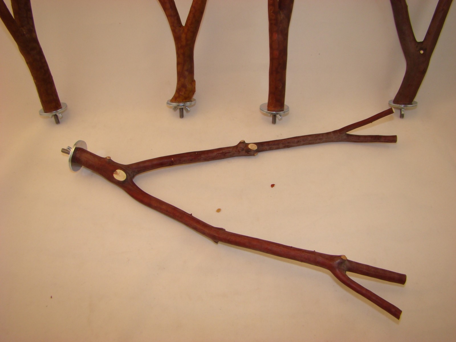 Manzanita Bird Perches Multibranch Set of  FIVE  w/ Hardware  Peely Bark