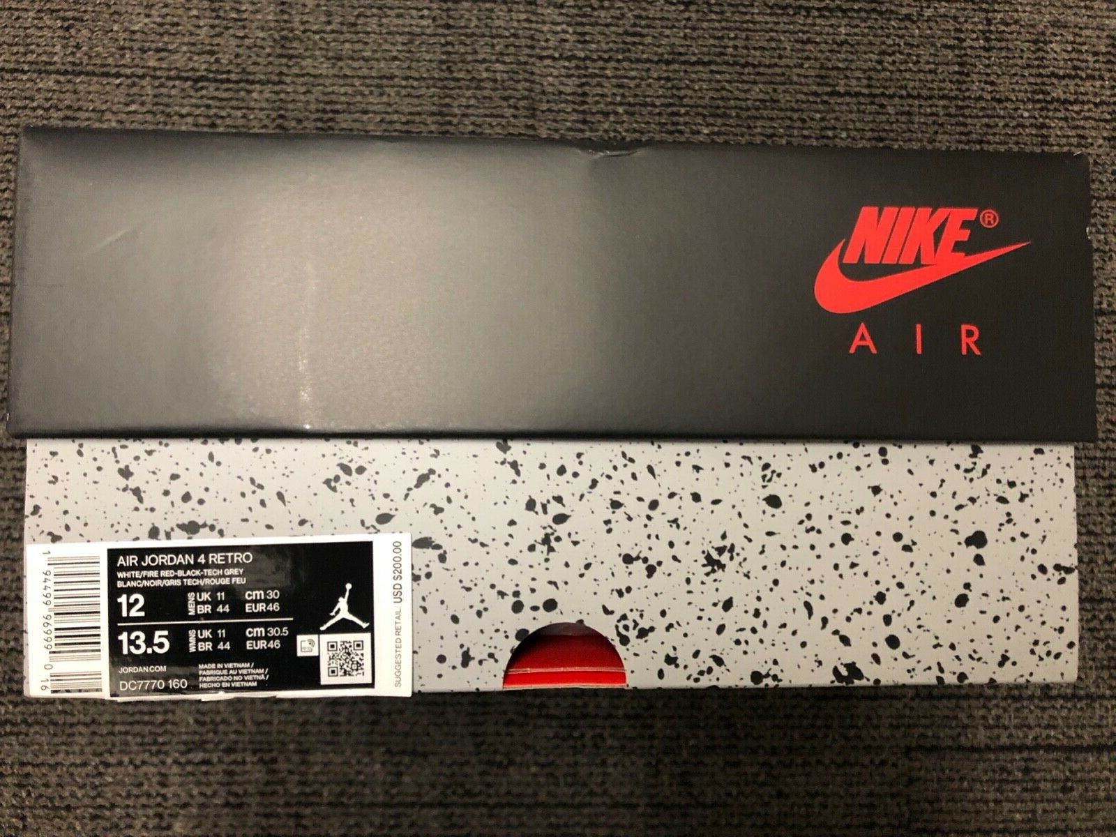 jordan 4 fire red size 12