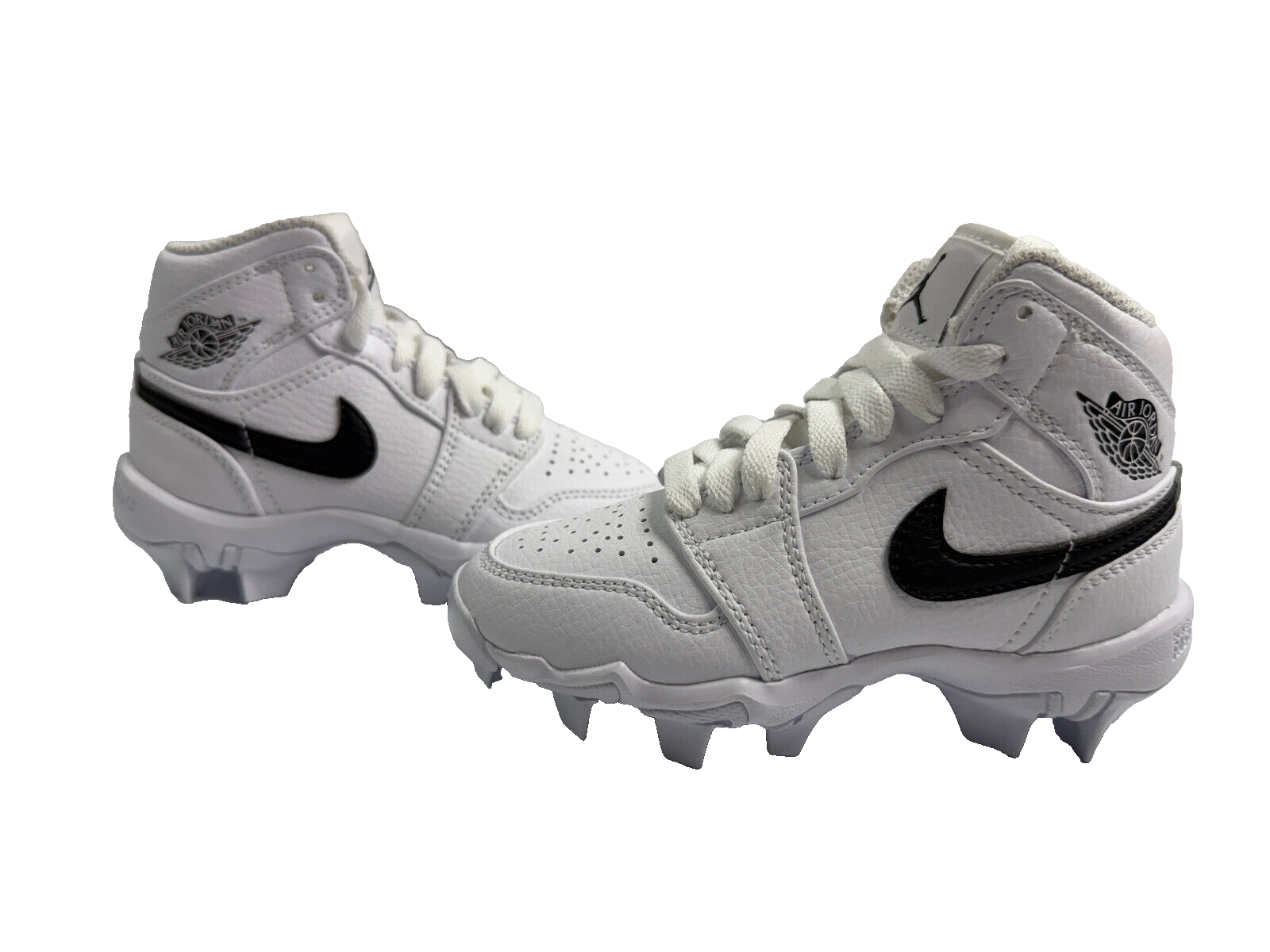 Jordan 1 Mid Cleats White Black Little Big Kids' Size 10C