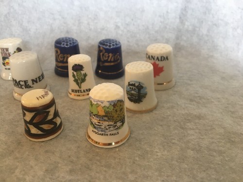 COLLECTABLE THIMBLES NEW YORK,RENO, CANADA, SCOTLAND, HAWAII LOT OF 9