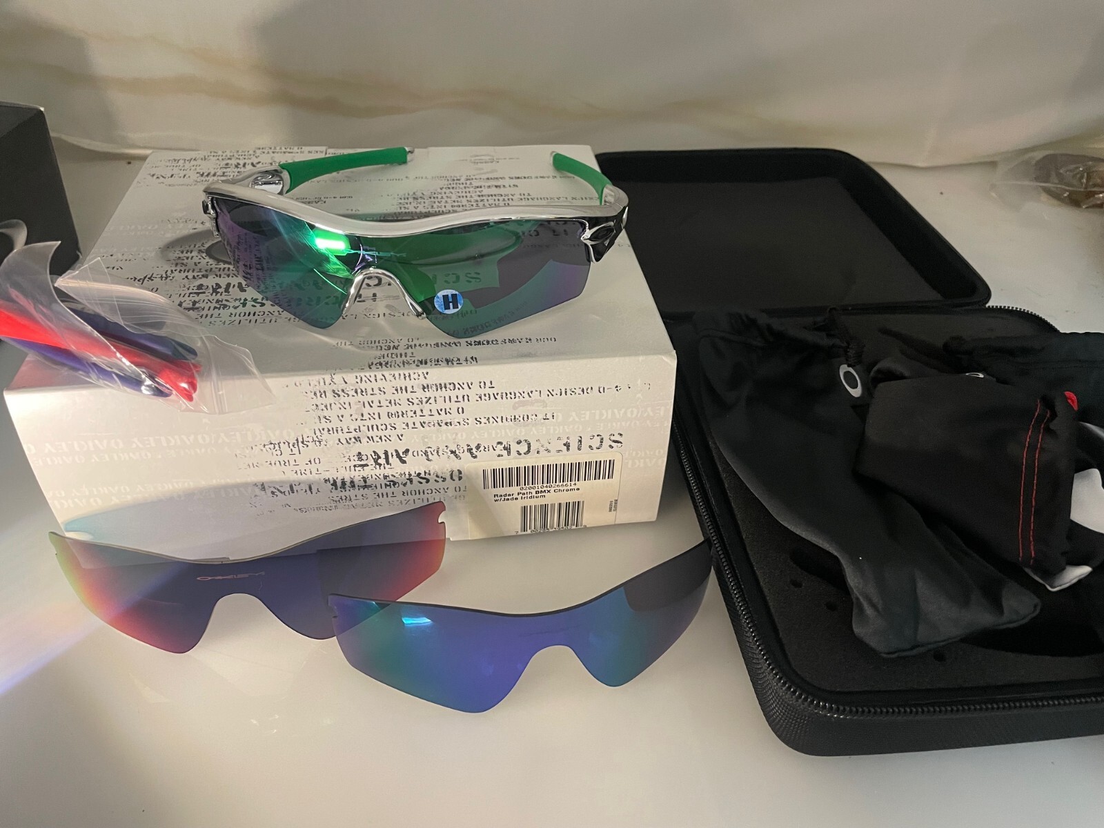 SUPER RARE NEW OAKLEY RADAR PATH BMX CHROME W/JADE IRIDIUM SUPER RARE NEW OAKLEY RADAR PATH BMX CHROME W/JADE IRIDIUM