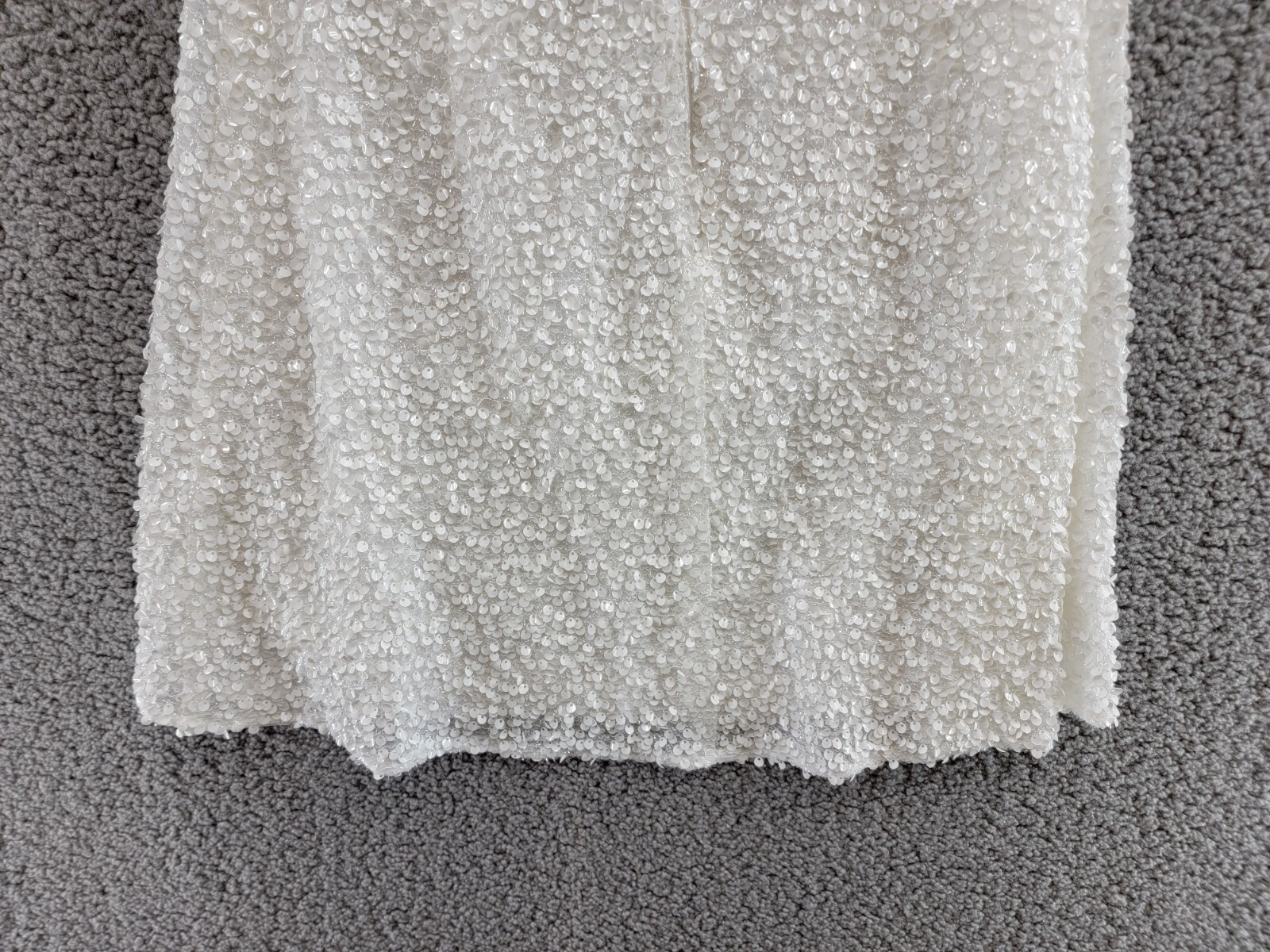 Liv Foster Sequin Halter Mini Dress Women's 8 Ivory Open Back Button Zip Closure - Picture 10 of 19