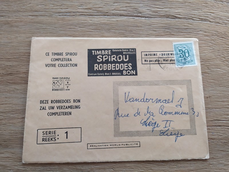 Enveloppe Timbre Spirou Robbedoes Affranchie 1958