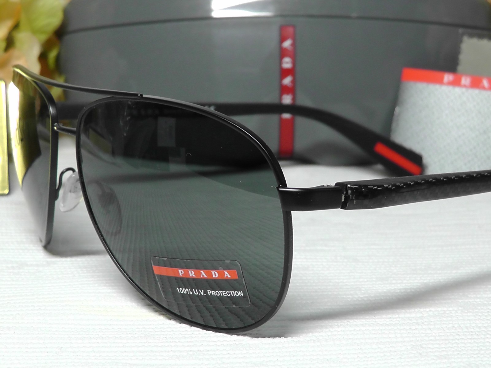 Pre-owned Prada Ps 51os Aviator Black Frame Smoke Lens Sunglasses 62 14 135italynib In Gray