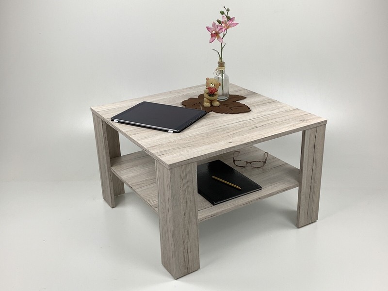 Couchtisch  Beistelltisch Sofatisch Wohnzimmertisch Jan 67 X 67 Cm Sandeiche Neu