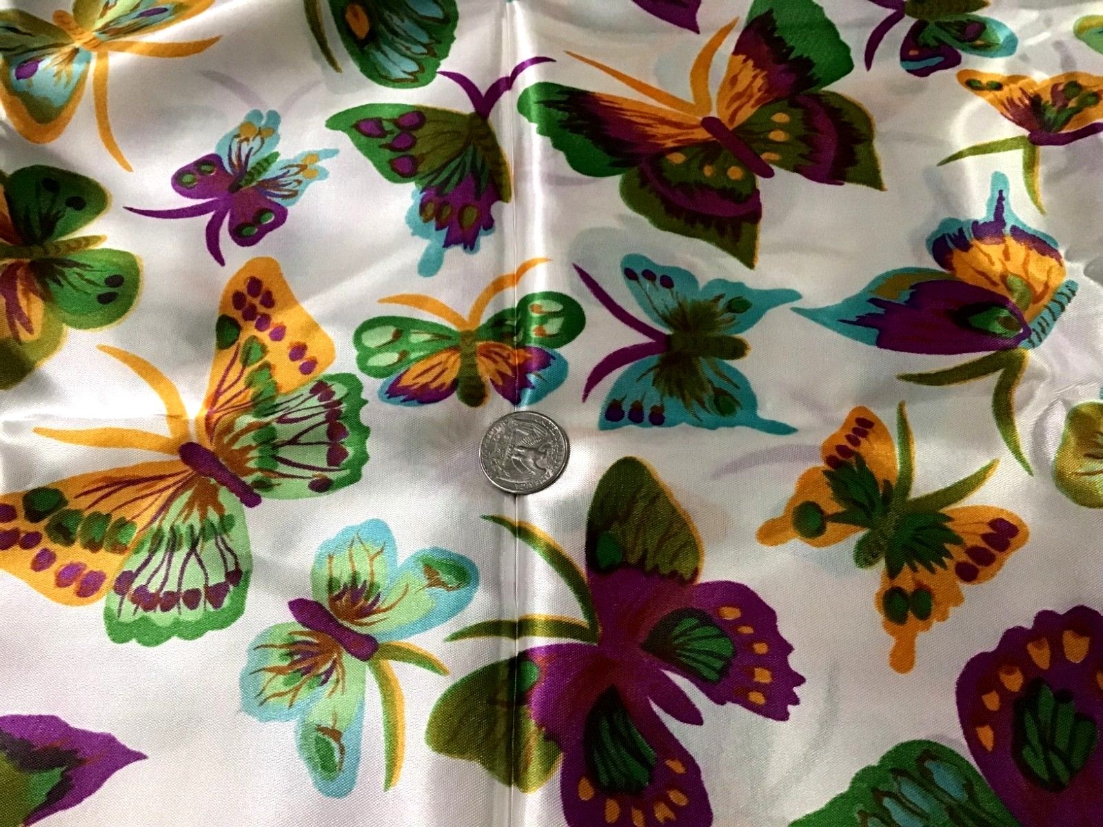 Butterfly M Lowenstein Fabric Vintage Vibrant Butterflies. 2+ Yards