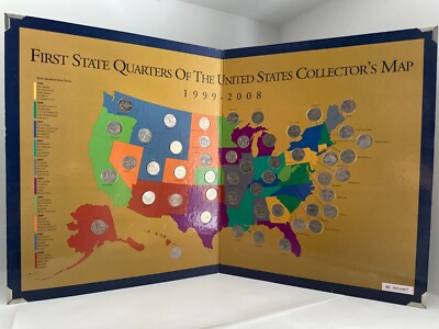 Complete First State Quarters of the United States Collector's Map 1999-2008