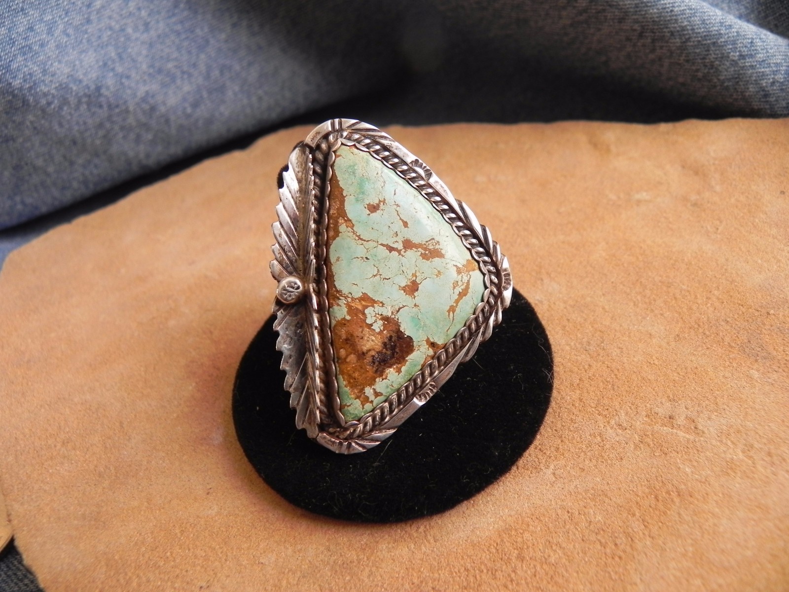 アクセサリー NAVAJO Silver Carico Lake Ring 925 Navajo 925 Silver Carico Lake Turquoise Ring, Large Vintage