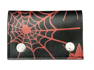 Spider Net RED Leather Bikers Chain RIP  Halloween Gothic Vampire Dead Goth