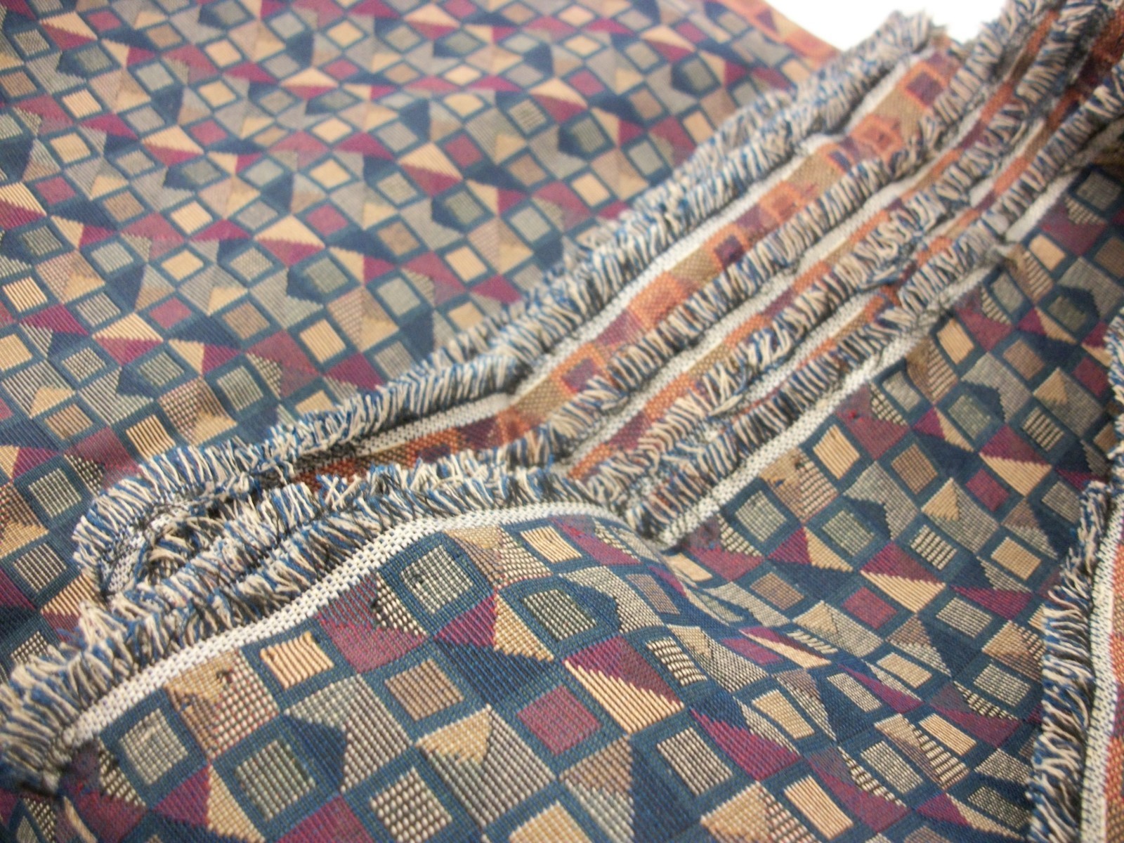 Vintage NOS 10 Yards Upholstery Fabric Retro Geometric Mid Century Pattern EUC