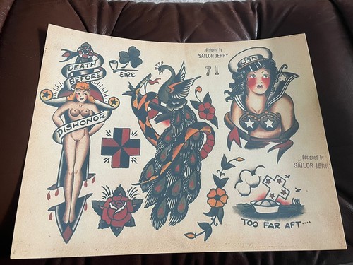 Designed By Sailor Jerry Tattoo flash art sheet (lot #127
