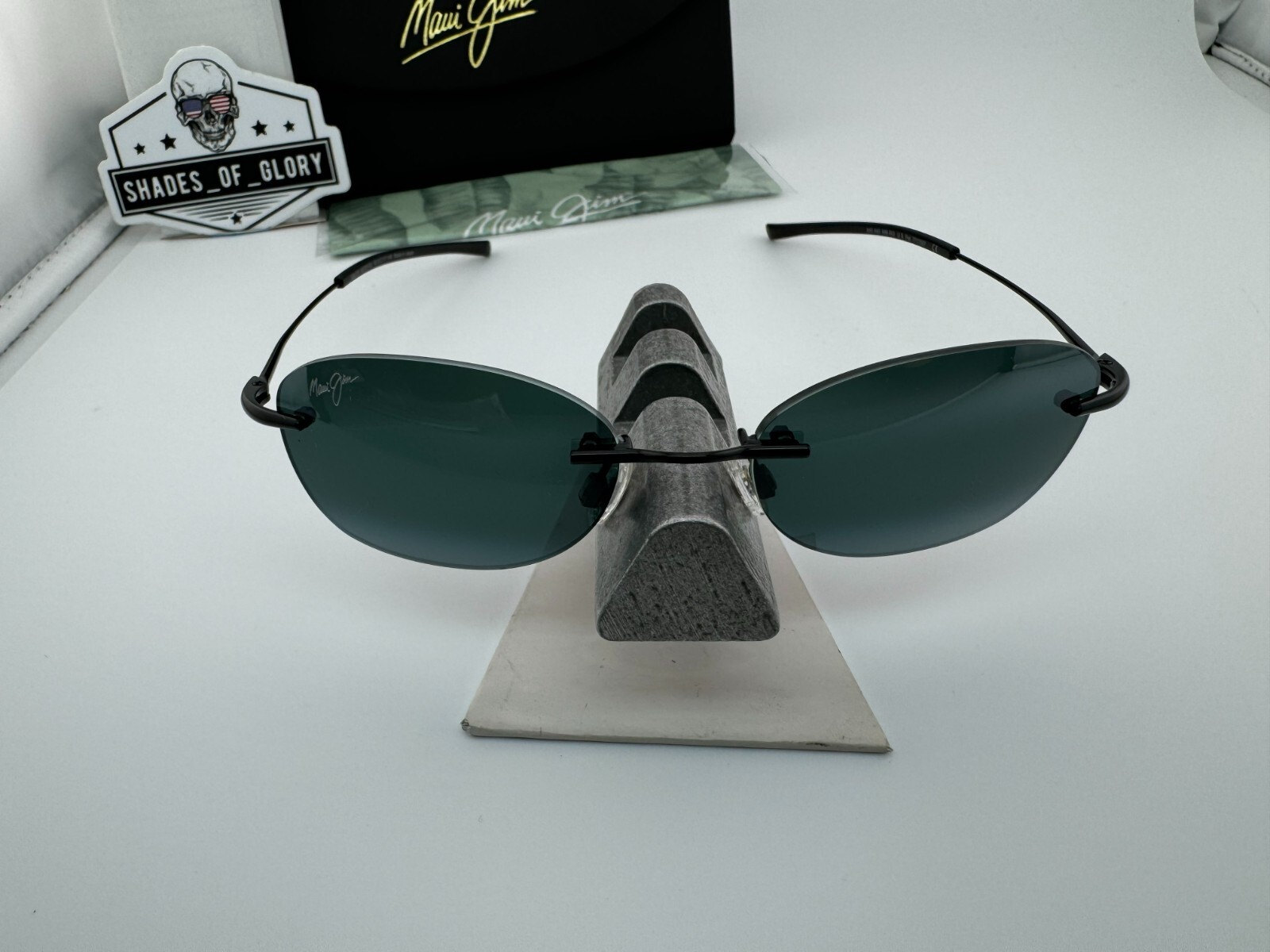 Pre-owned Maui Jim Aki Aki Mj 333-02 Black Neutral Grey Polarized Rimless Sunglasses