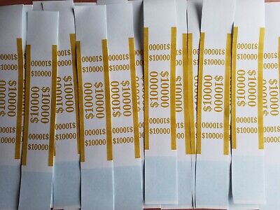 100 New Self Sealing Gold $10000 Straps Currency Bands for cash money bank bill
