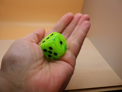 Jumbo 30mm D6 Vortex Bright Green with Black Die Dice RPG Games Tabletop Play