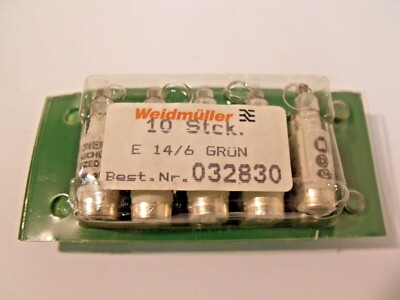 (10) New Weidmuller 032830 NEOZED D01 Cartridge Fuses:  Type E 14 / 6A GNL, 380V