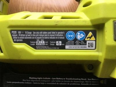 Ryobi P320 AirStrike brad nailer- NEEDS REPAIR