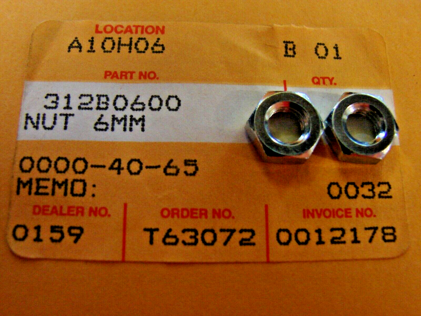 NOS KAWASAKI NUTS 6MM QTY2 312B0600 NEW OEM | eBay
