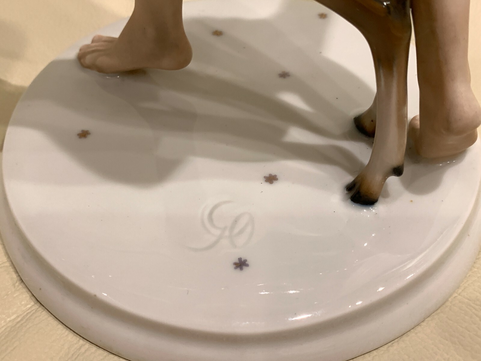 Rosenthal Kunstabteilung Selb Handgemalt Running with Deer Porcelain Figurine