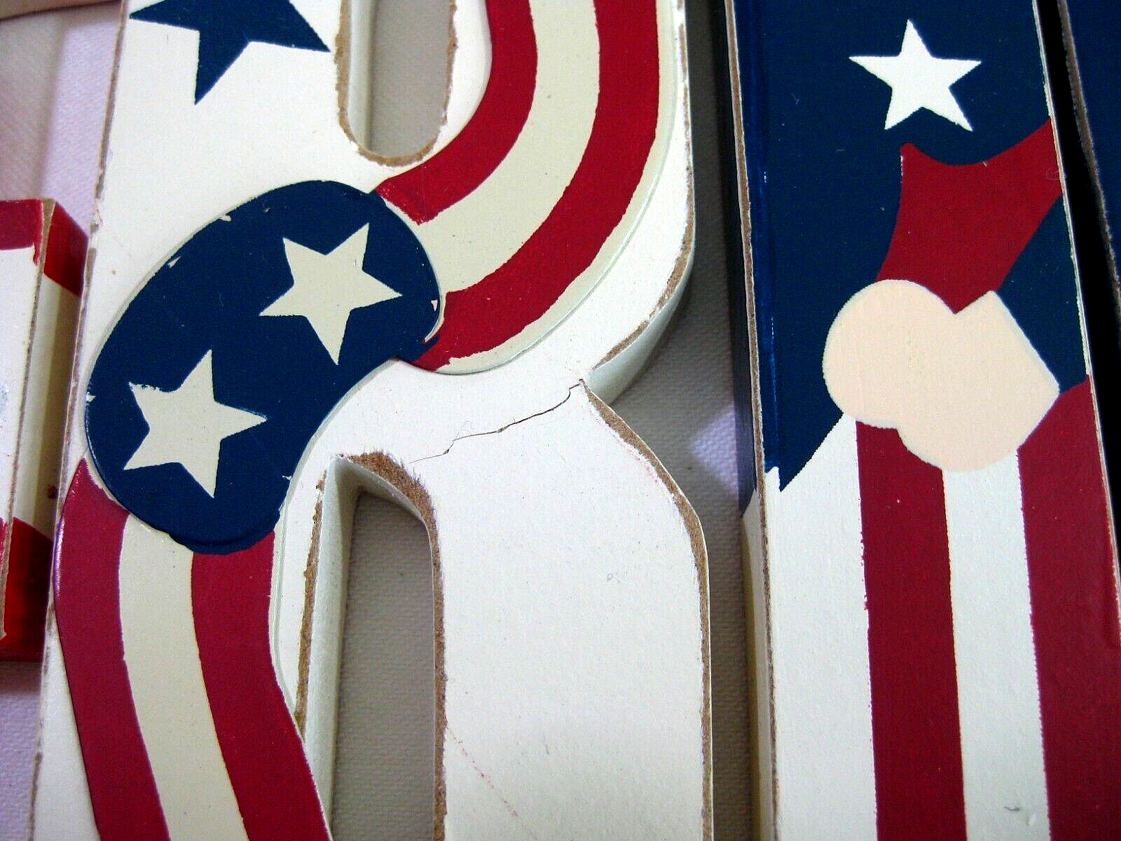 Patriotic Wooden Hinged AMERICA Word Art Sign Plaque Home Decor Uncle Sam