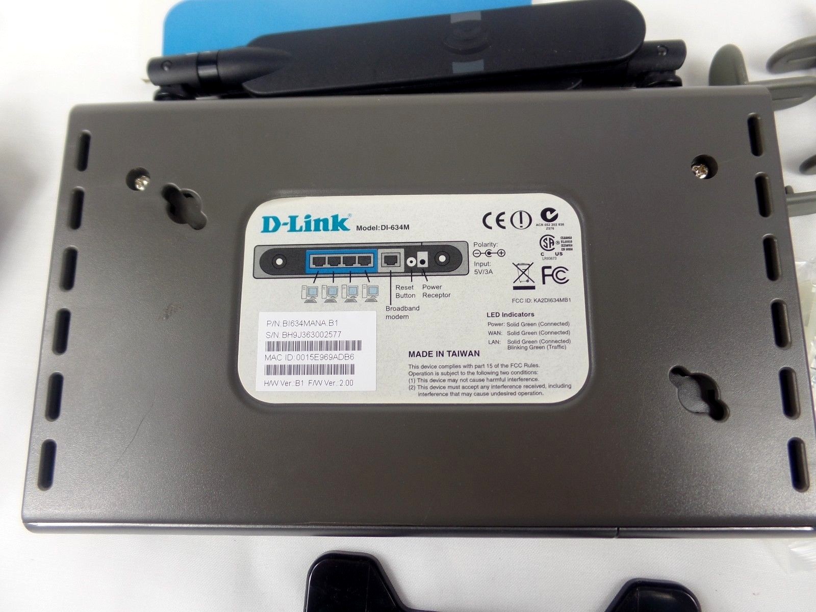 D-Link DI-634M 108G MIMO 2XR Wireless Router AC Adapter CD 4 LAN Ports Bundle