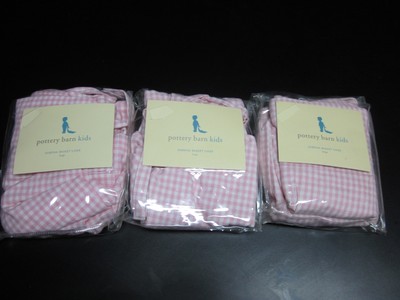 3 Pottery Barn Kids Pink Gingham Sabrina Basket Liner Large Size NEW