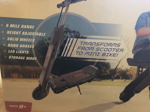 VIRO Rides Vega 2-n-1 Transforming Electric Scooter Mini Bike Black FREE SHIP!