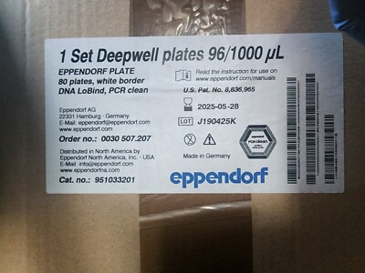 Eppendorf Microplate LoBind PCR Clean 96 Well 1000 ul Deepwell (80 Plates)