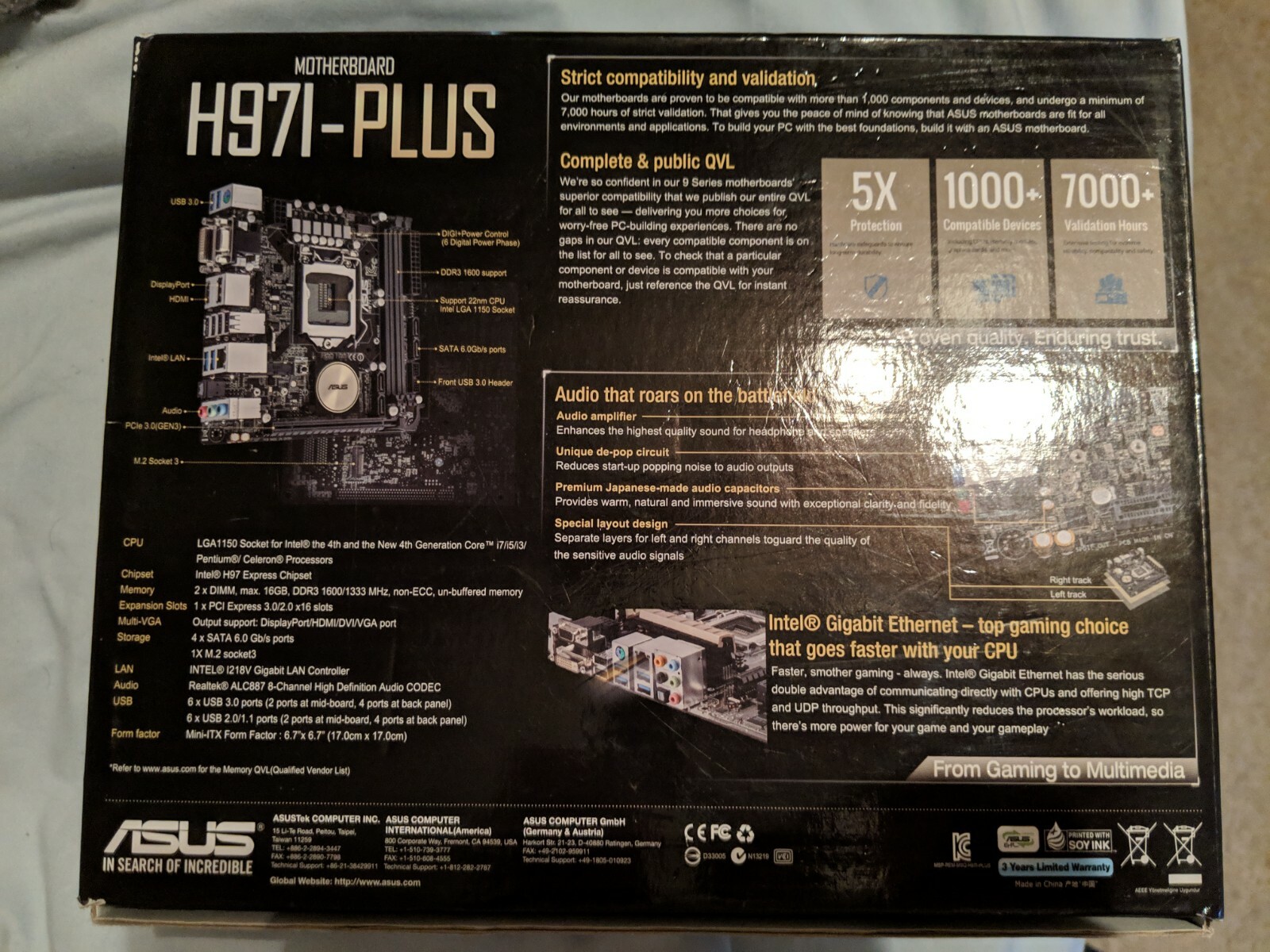 ASUS H97i-Plus Motherboard Mini-ITX - Socket 1150 With i5 4570 CPU and 16GB RAM