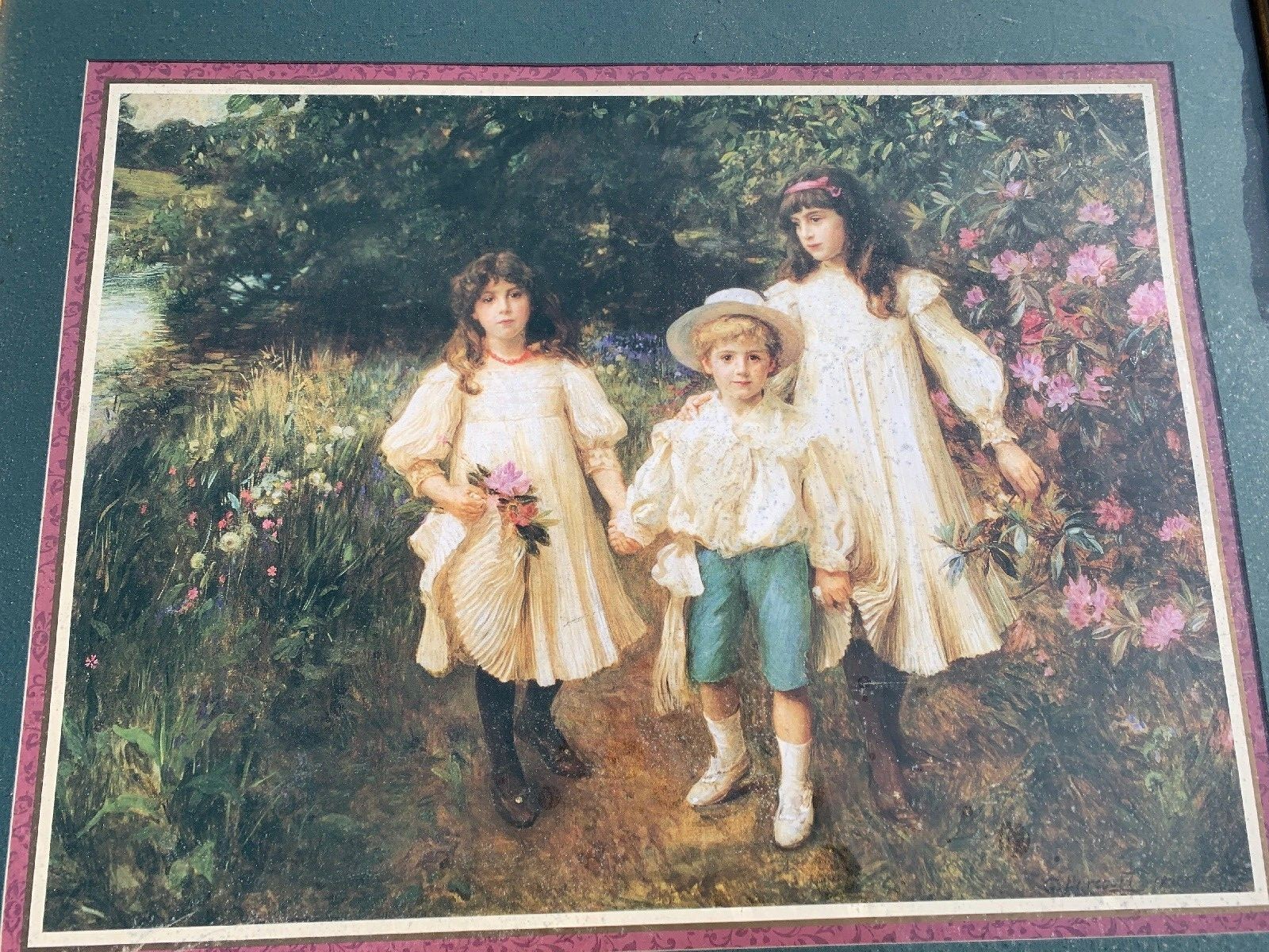 VINTAGE Home Interiors Victorian Kids A Moment in Time Picture George Harcourt
