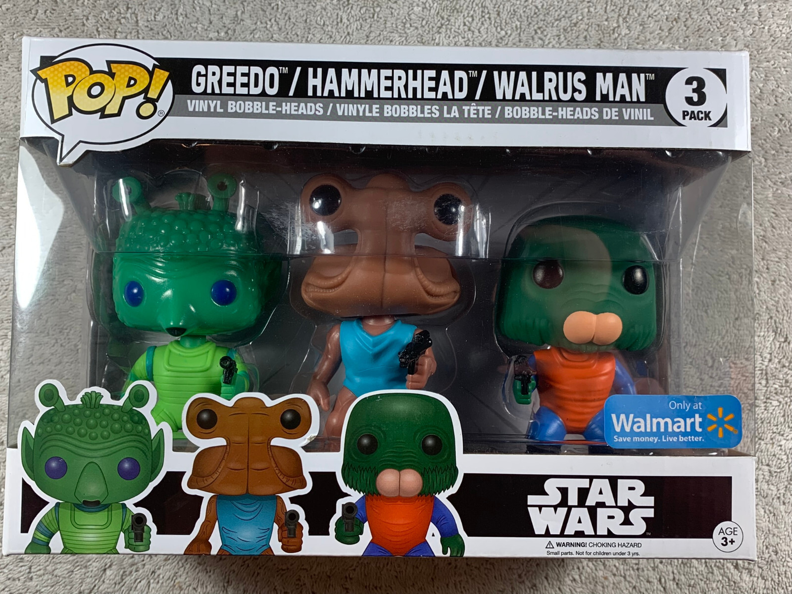 READ! Funko Pop! Star Wars 3 Pack Greedo Hammerhead Walrus Man