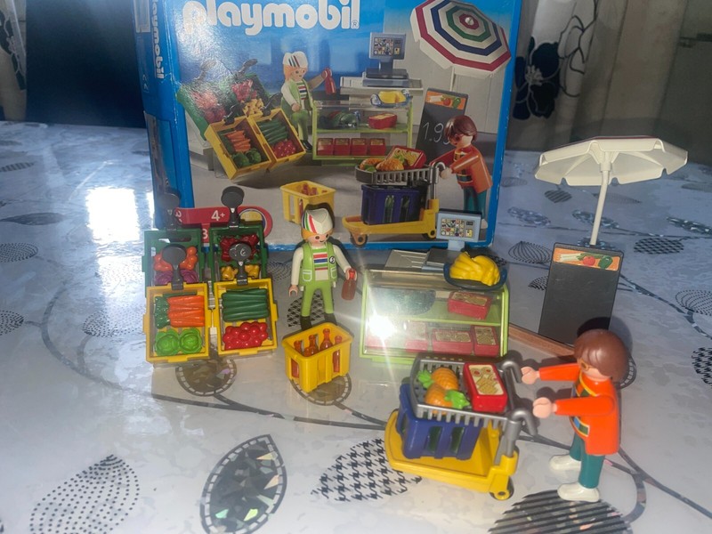 Playmobil 3202  Vendeuse Fruit Legumes Commerce Etalage Marche Superette Vintage