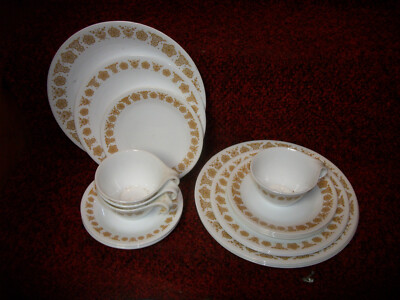 Corelle Butterfly Gold 24pc (4 place settings) plates, cups, bowls
