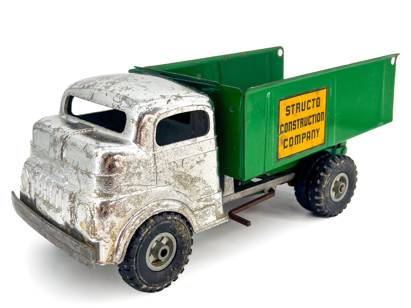 ミニカー STRUCTO MFG .CO FREEPORT ILL Vintage Structo 6 Wheel WORKING Hydraulic Dumper Green Dump