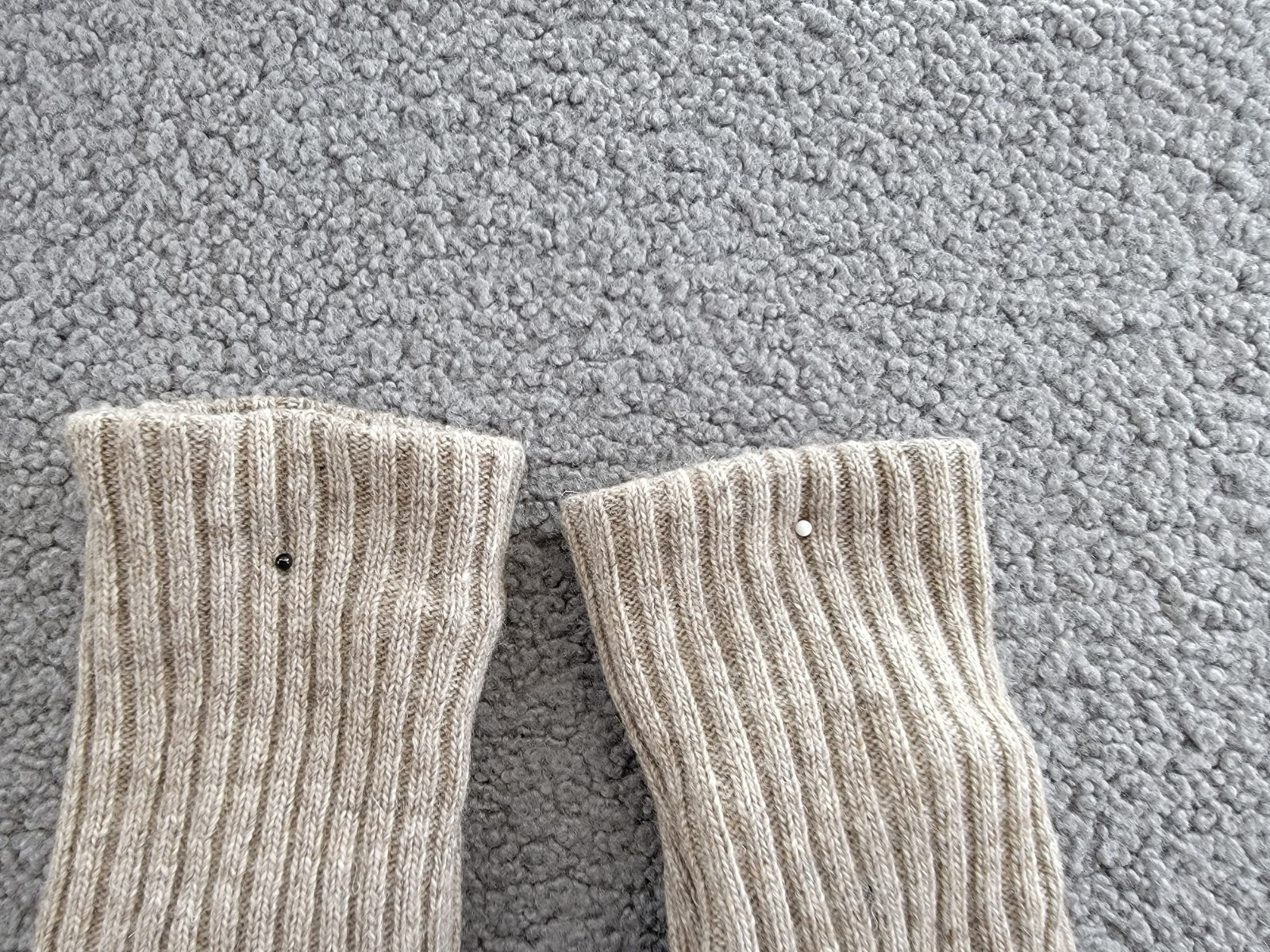 Soia & Kyo Carmel Leather & Ribbed Knit Tech Wool Blend Gloves Womens S Mushroom - Picture 11 of 14
