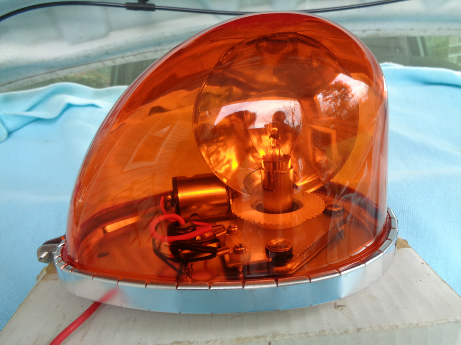 Signal Stat Vintage Revolving AMBER YELLOW Emergency Light Teardrop 12V WORKS