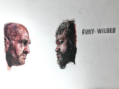 Drawing sketch of Deontay Wilder vs Tyson Fury trilogy