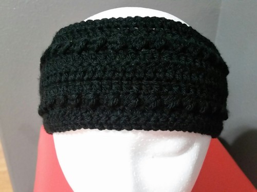 Handmade Ear warmer, headband, crochet, very soft and warm. Black