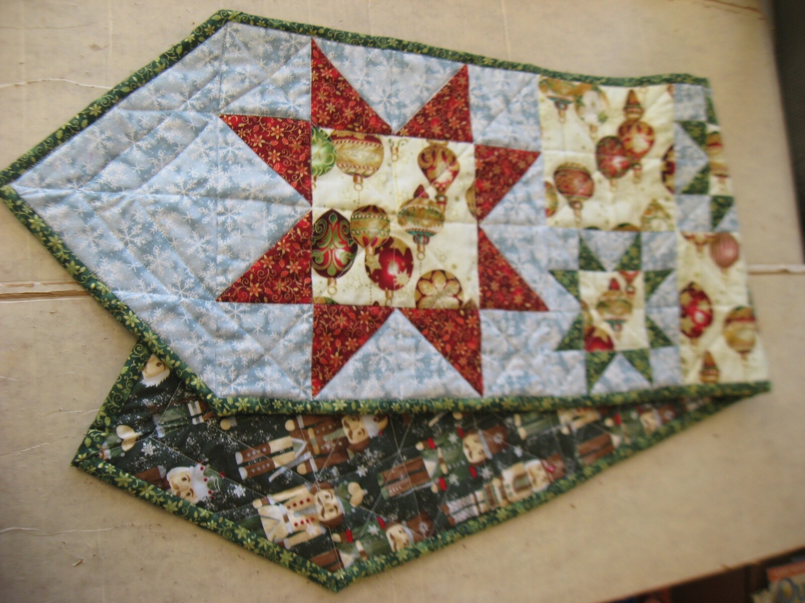 Quilted Trim the Tree Table Runner or Dresser Scarf, Reversible, Handmade