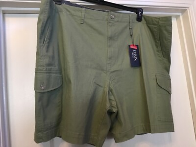 CHAPS Men's Flat Front Green Shorts -Size 50- 6-Pocket Stretch Classic Fit  NWT