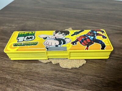 Ben 10 Evolutions Pencil Box Yellow Magnetic Close Dual Side XTable One Side