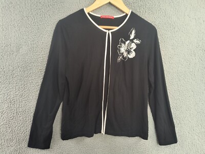 Alain Manoukian Cardigan Small French Design Open Long Sleeve Floral Embroidered